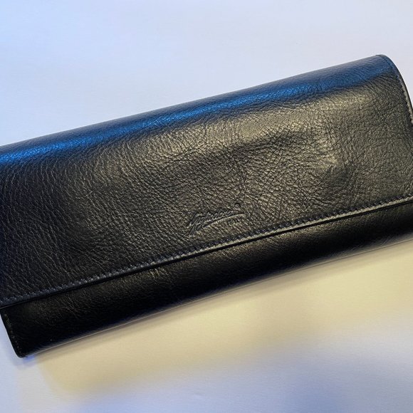 GIGLIODORO Black Genuine Calf Leather Tri-Fold Wallet, made in Italy - Picture 2 of 12